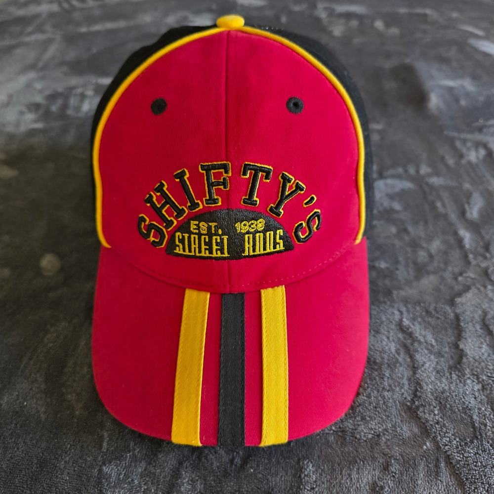 Mac Tools Shifty's Street Rods Hat Red Black Racing Stripe Cap MD/LG